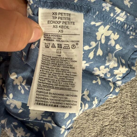 Gap Ruched V-Neck Maxi Dress, Blue, XS Petite 822308 - Picture 6 of 6